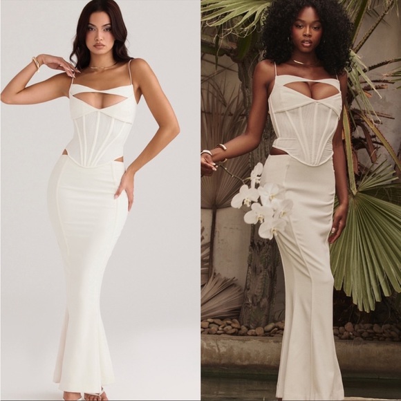 HOUSE OF CB 'Paloma' Ivory Corset Maxi Dress NWOT